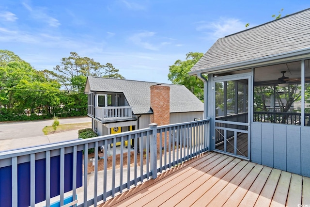 deck featuring a sunroom