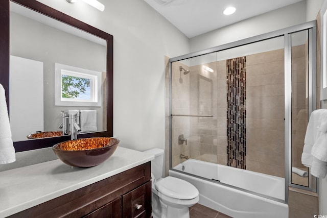 600 48th Ave S Unit 201, North Myrtle Beach, SC 29582 - bathroom with vanity, shower / bath combination with glass door, and toilet