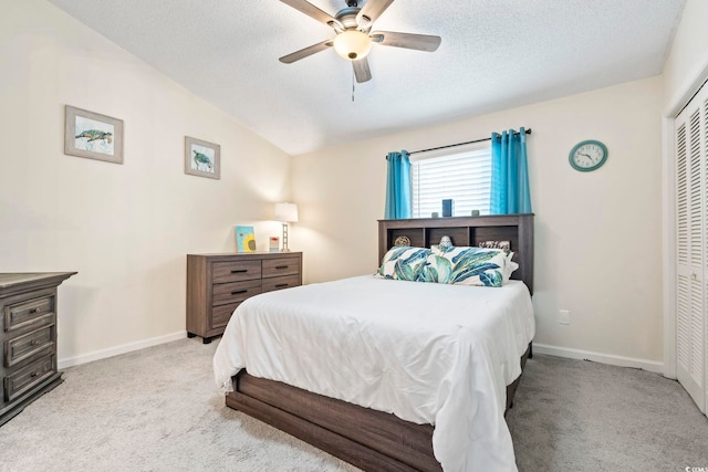3008 Church St Unit D3, Myrtle Beach, SC 29577 - bedroom featuring carpet, a closet, a textured ceiling, baseboards, and a ceiling fan
