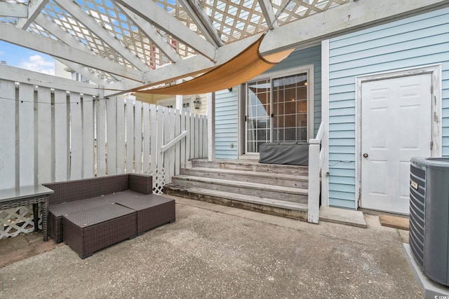 3008 Church St Unit D3, Myrtle Beach, SC 29577 - view of patio / terrace with fence, cooling unit, a pergola, and an outdoor hangout area