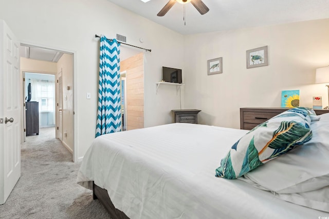 3008 Church St Unit D3, Myrtle Beach, SC 29577 - bedroom featuring carpet floors, a ceiling fan, and attic access