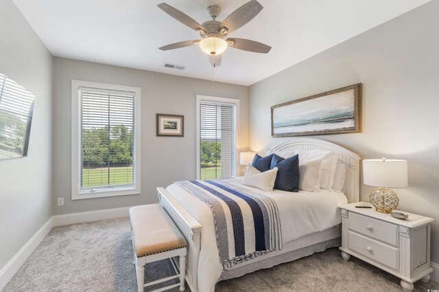 2180 Waterview Ln Unit 836, North Myrtle Beach, SC 29582 - bedroom with light carpet, baseboards, and a ceiling fan