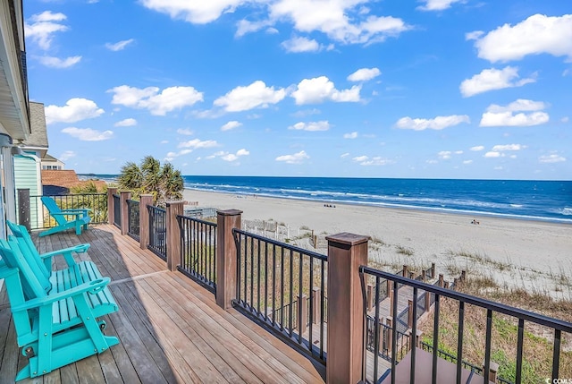 969 S Waccamaw Dr, Garden City Beach, SC 29576 - wooden deck featuring view of water and beach