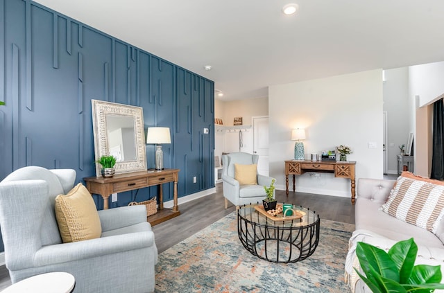 814 Belle Dr, North Myrtle Beach, SC 29582 - living area with wood finished floors, baseboards, and recessed lighting