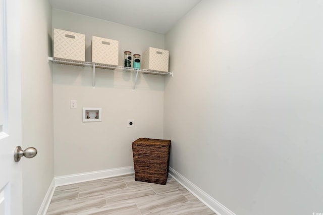 814 Belle Dr, North Myrtle Beach, SC 29582 - washroom featuring hookup for an electric dryer, hookup for a washing machine, baseboards, and light wood finished floors