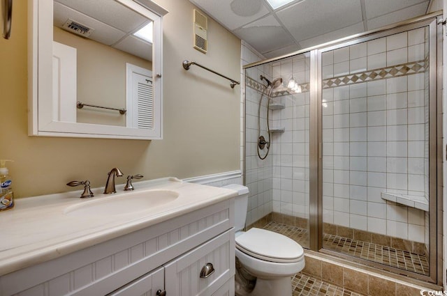 5905 S Kings Hwy Unit 1717, Myrtle Beach, SC 29575 - full bath featuring a shower stall, vanity, toilet, and a paneled ceiling