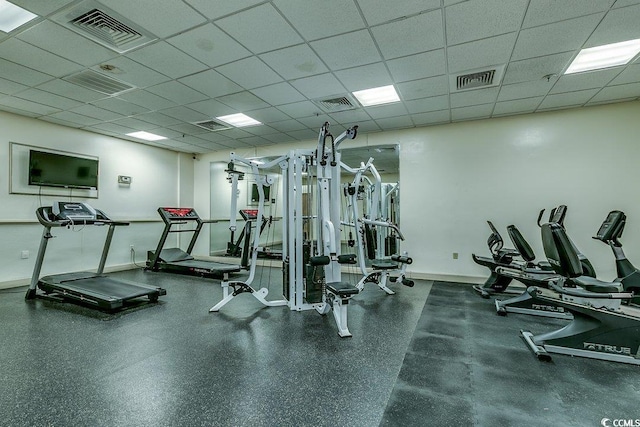 5905 S Kings Hwy Unit 1717, Myrtle Beach, SC 29575 - workout area featuring a paneled ceiling and baseboards