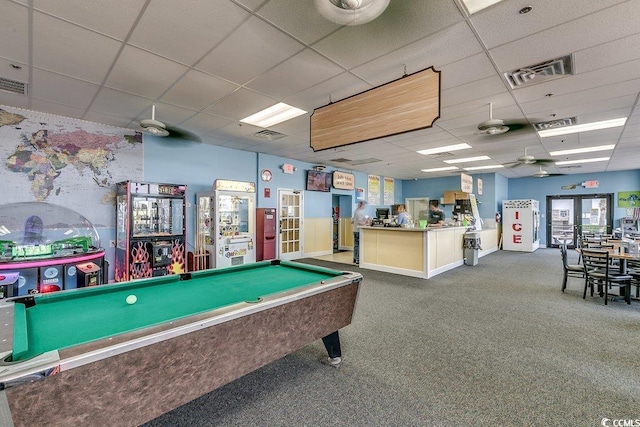 5905 S Kings Hwy Unit 1717, Myrtle Beach, SC 29575 - recreation room with a paneled ceiling, carpet flooring, and billiards table