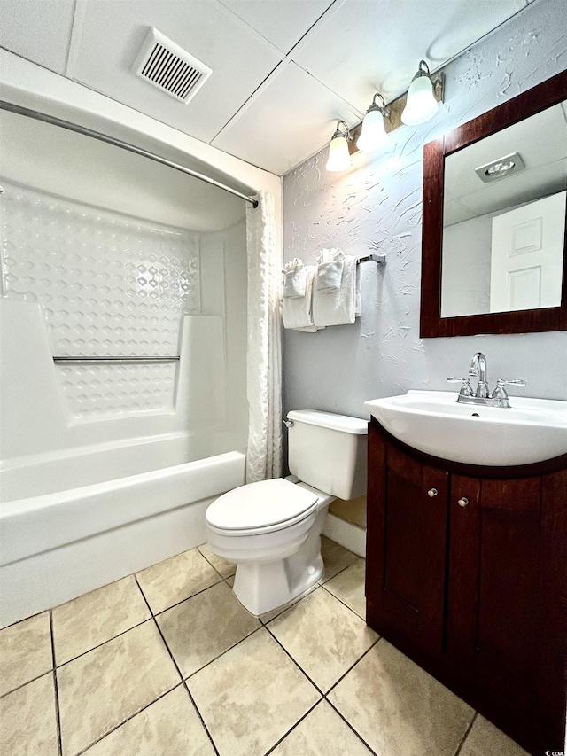 1905 S Ocean Blvd Unit 922-924, Myrtle Beach, SC 29577 - bathroom featuring vanity, shower / tub combo, tile patterned floors, and a textured wall