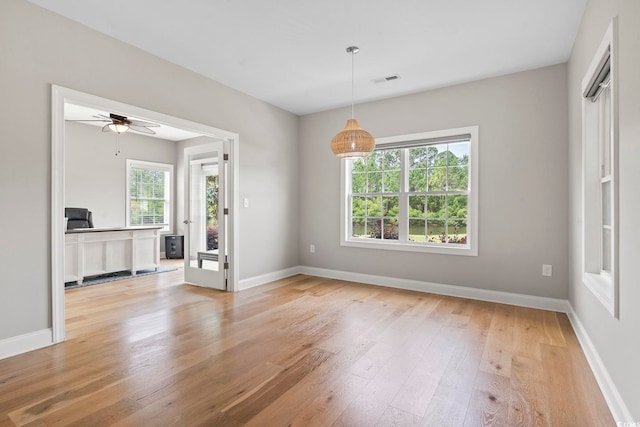 2204 Woodstork Dr, Conway, SC 29526 - unfurnished dining area with light wood-style floors, healthy amount of natural light, an office area, and ceiling fan