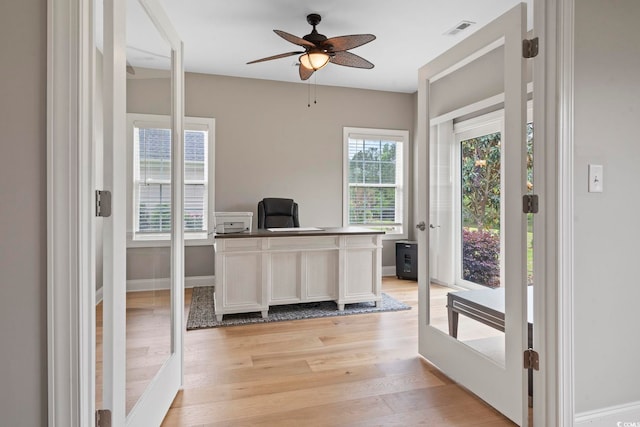 2204 Woodstork Dr, Conway, SC 29526 - unfurnished office featuring light wood-style flooring, a ceiling fan, and baseboards
