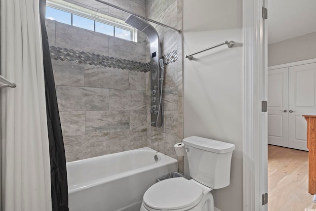 2204 Woodstork Dr, Conway, SC 29526 - bathroom with shower / tub combo with curtain, toilet, and wood finished floors