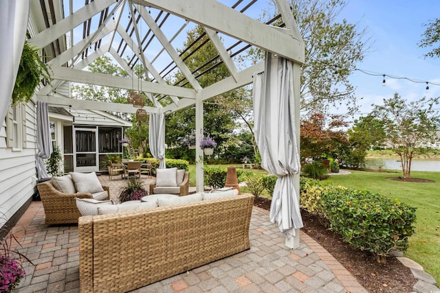 2170 Deerfield Ave, Surfside Beach, SC 29575 - view of patio featuring a sunroom, an outdoor hangout area, and a gazebo
