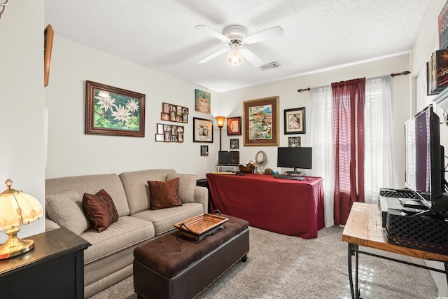 193 Charter Dr Unit E7, Longs, SC 29568 - carpeted home office featuring a ceiling fan and a textured ceiling