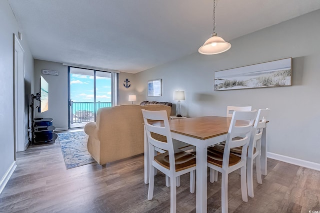 dining room with wood finished floors and baseboards