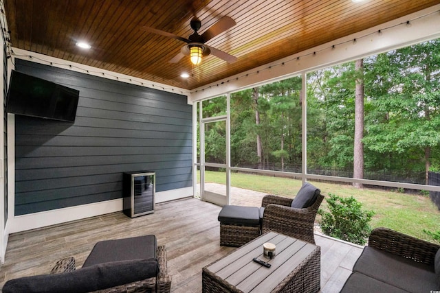 2909 Moss Bridge Ln, Myrtle Beach, SC 29579 - sunroom / solarium featuring ceiling fan and outdoor lounge area