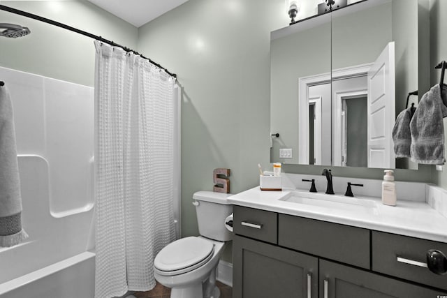 2909 Moss Bridge Ln, Myrtle Beach, SC 29579 - bathroom with toilet, vanity, and shower / bath combination with curtain