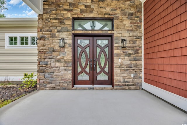 3995 Tillmond Dr, Conway, SC 29526 - entrance to property with stone siding and french doors