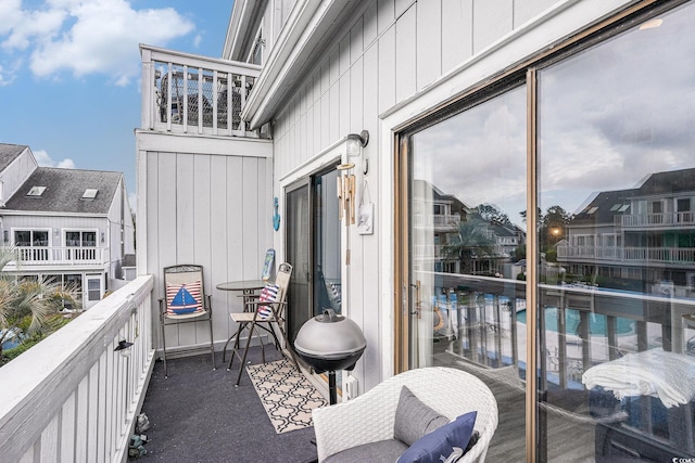 balcony with view of pool area