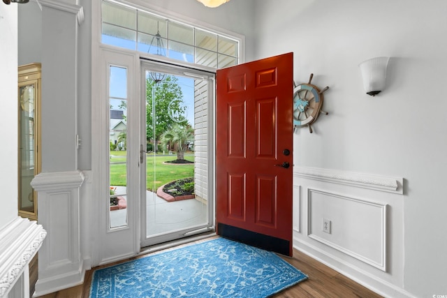 entrance foyer featuring wood finished floors