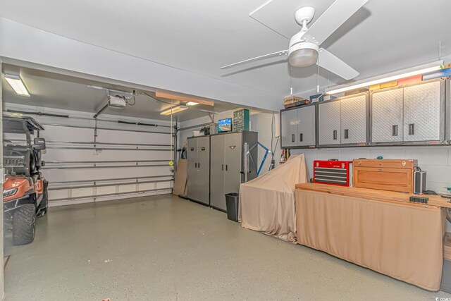 601 Hillside Dr N Unit 302, North Myrtle Beach, SC 29582 - garage with ceiling fan and a garage door opener