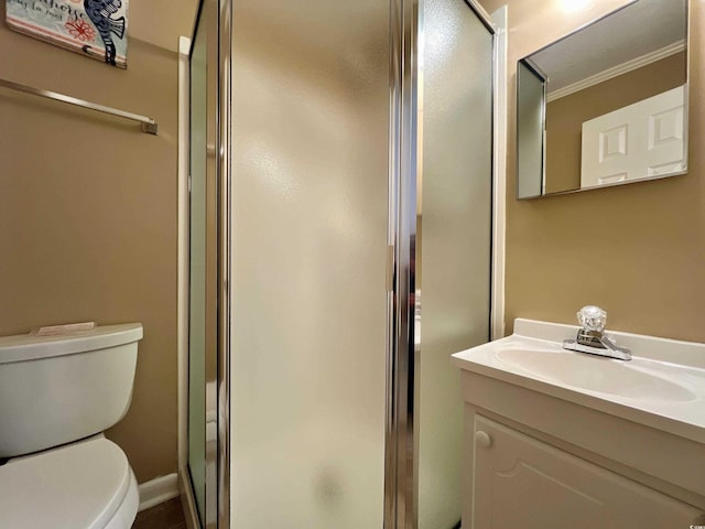 191 Maison Dr Unit B-123, Myrtle Beach, SC 29572 - full bathroom with vanity, toilet, a stall shower, and ornamental molding
