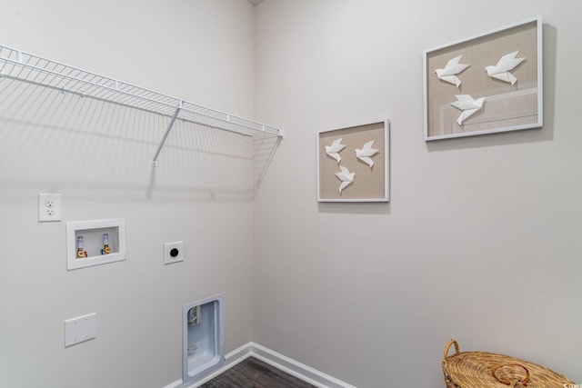 4470 E Coast Ln, Shallotte, NC 28470 - laundry room featuring electric dryer hookup, washer hookup, and dark wood finished floors