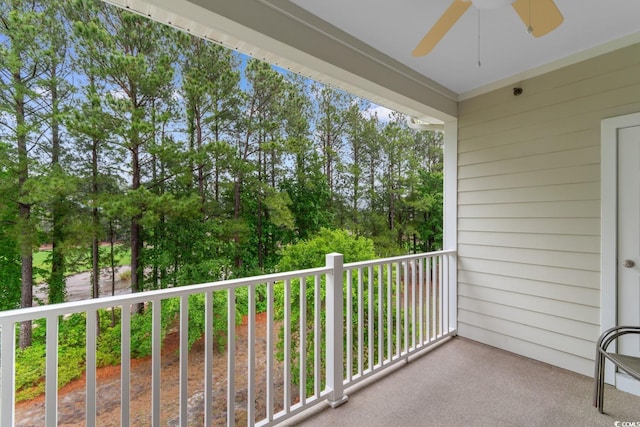 balcony with ceiling fan