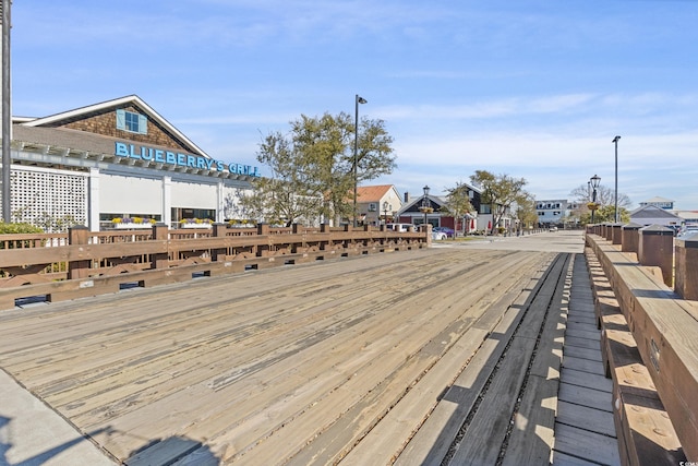 deck with a residential view