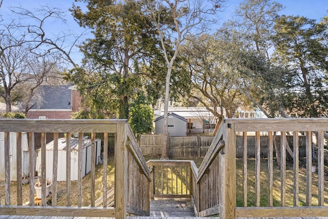 wooden deck featuring a fenced backyard