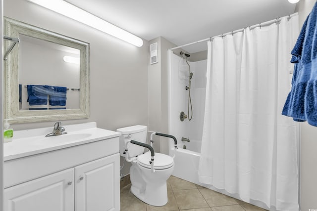 5806 N Ocean Blvd Unit 203, North Myrtle Beach, SC 29582 - full bath with tile patterned flooring, toilet, vanity, and shower / bath combo with shower curtain