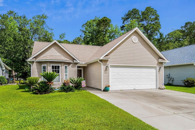 6478 Royal Pine Dr, Myrtle Beach, SC 29588 - view of front of home featuring a garage, concrete driveway, a shingled roof, and a front yard