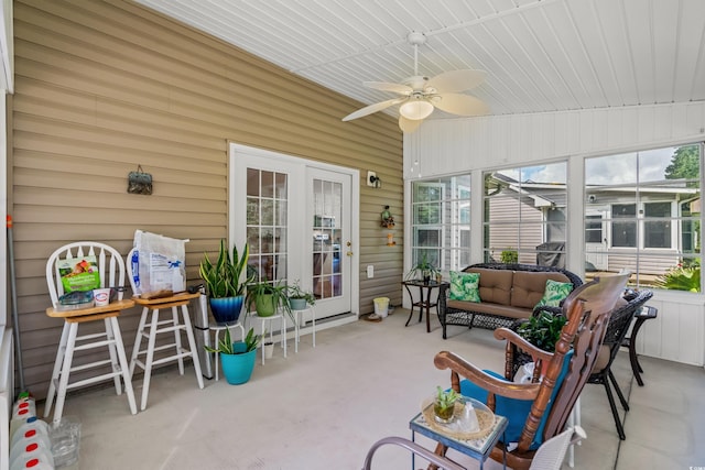 6478 Royal Pine Dr, Myrtle Beach, SC 29588 - sunroom featuring an outdoor living space and a ceiling fan