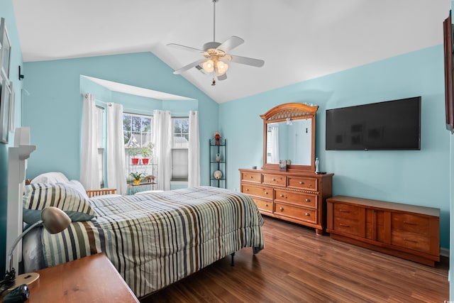 6478 Royal Pine Dr, Myrtle Beach, SC 29588 - bedroom featuring wood finished floors, lofted ceiling, and a ceiling fan