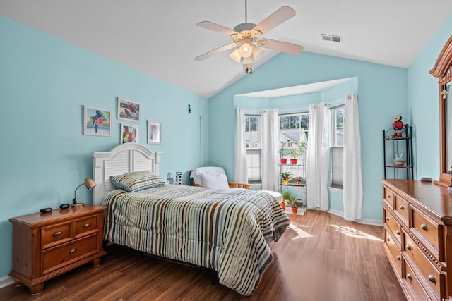 6478 Royal Pine Dr, Myrtle Beach, SC 29588 - bedroom featuring wood finished floors, lofted ceiling, baseboards, and ceiling fan