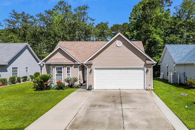 6478 Royal Pine Dr, Myrtle Beach, SC 29588 - view of front of property featuring a front yard, an attached garage, driveway, and a shingled roof