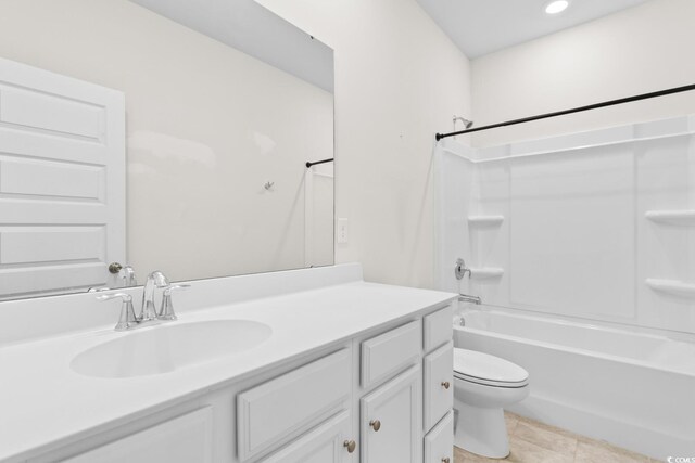 739 Harrison Mill St, Myrtle Beach, SC 29579 - full bathroom featuring toilet, vanity, shower / tub combination, and tile patterned floors