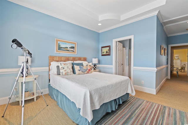 107 Waterway Crossing Ct, Little River, SC 29566 - carpeted bedroom with crown molding, recessed lighting, attic access, and baseboards