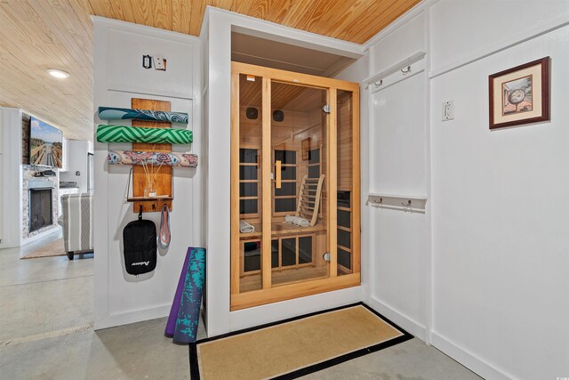 107 Waterway Crossing Ct, Little River, SC 29566 - sauna / steam room featuring wood ceiling and concrete flooring