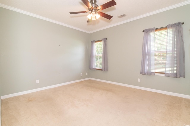 111 Rose Water Loop, Myrtle Beach, SC 29588 - spare room with crown molding, light colored carpet, and ceiling fan