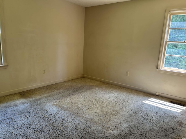 carpeted empty room with baseboards