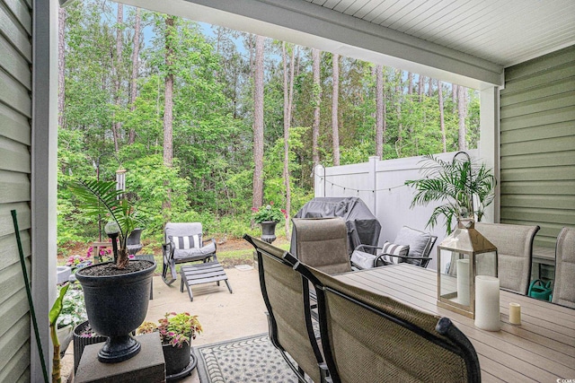 2016 Willow Run Dr Unit B, Little River, SC 29566 - view of patio with fence and a view of trees