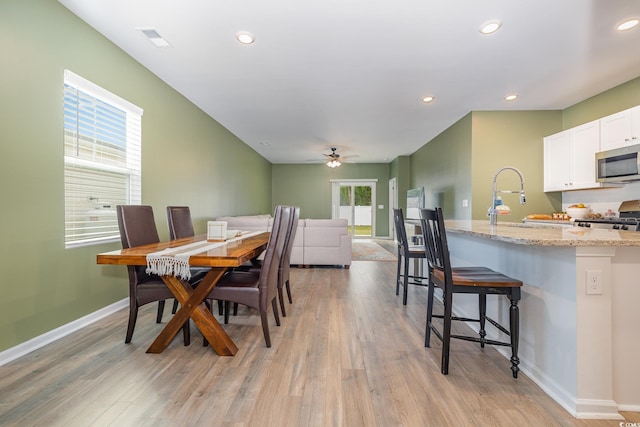 787 Dusty Pine Way, Myrtle Beach, SC 29588 - dining space with ceiling fan, light wood-style floors, baseboards, and recessed lighting