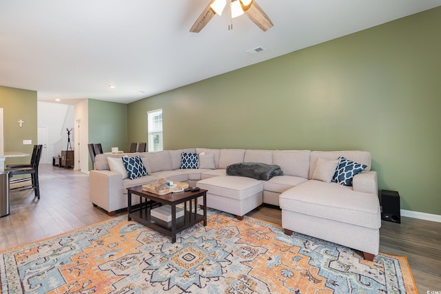 787 Dusty Pine Way, Myrtle Beach, SC 29588 - living area with wood finished floors, ceiling fan, baseboards, and recessed lighting