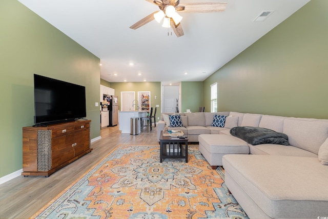 787 Dusty Pine Way, Myrtle Beach, SC 29588 - living area with light wood-style flooring, a ceiling fan, baseboards, and recessed lighting