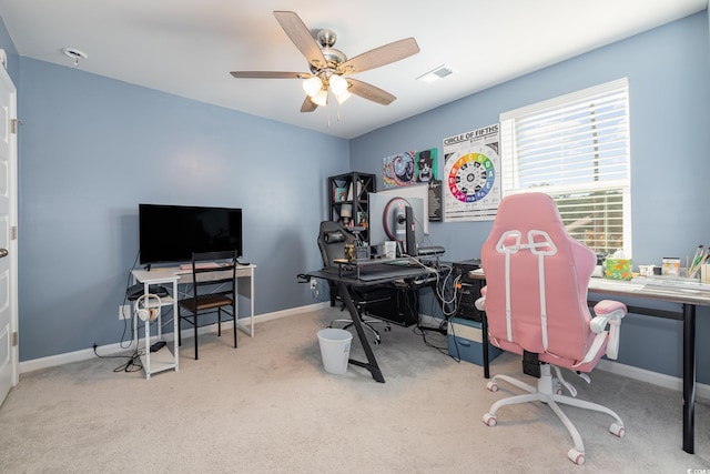 787 Dusty Pine Way, Myrtle Beach, SC 29588 - office area with a ceiling fan, carpet floors, and baseboards
