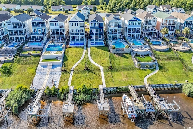 441 Saint Julian Ln, Myrtle Beach, SC 29579 - aerial view of residential area with a pool area and a nearby body of water
