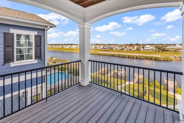 441 Saint Julian Ln, Myrtle Beach, SC 29579 - wooden terrace featuring a water view and a residential view