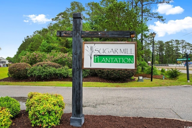 view of community sign