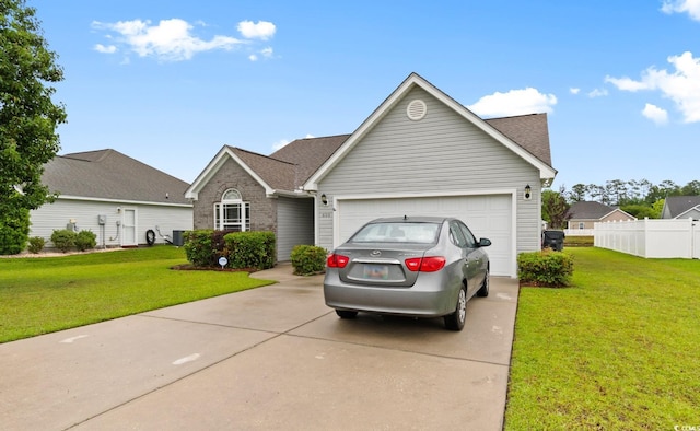 ranch-style home with driveway, an attached garage, and a shingled roof
